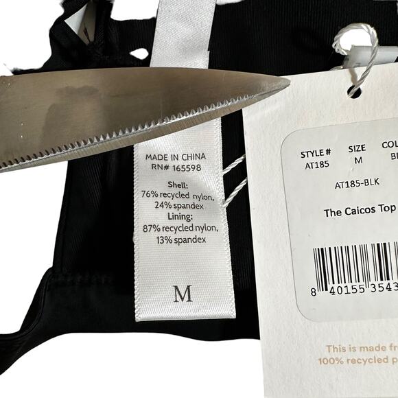 NWT Andie Swim The Caicos Bikini Top Black Size Medium Beach Pool Resort Travel - Picture 5 of 7